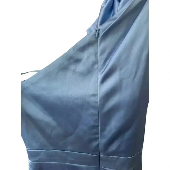 MAC DUGGAL One Shoulder Long Sleeve Satin Cocktail Blue Mini Dress Size 4 - Picture 7 of 9